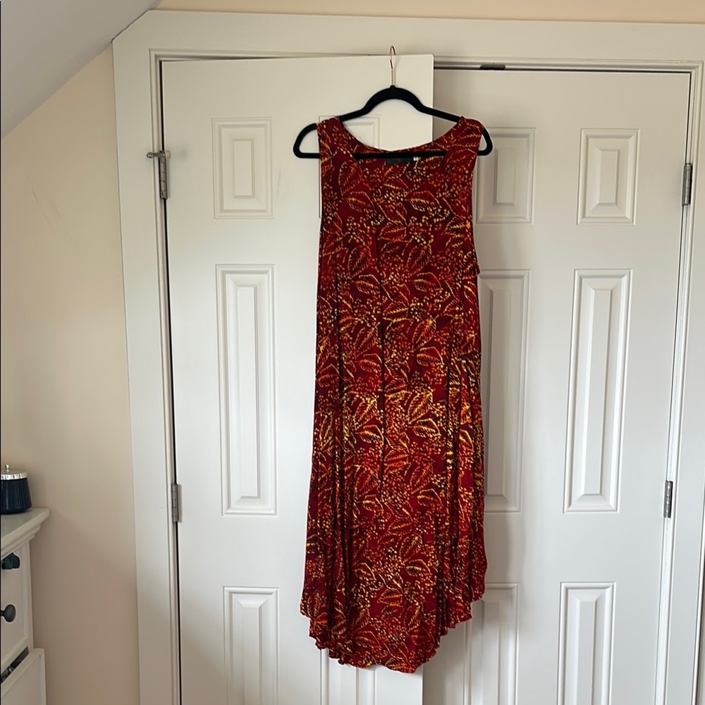 Elegant Red and Yellow Midi Dress